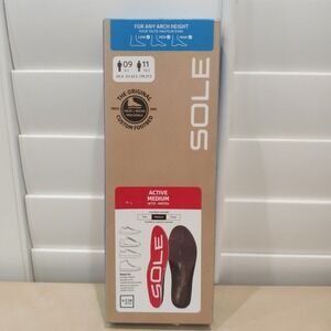 Sole Insoles Active Medium Men Size 9 Women 11 Arch Support - Brand New